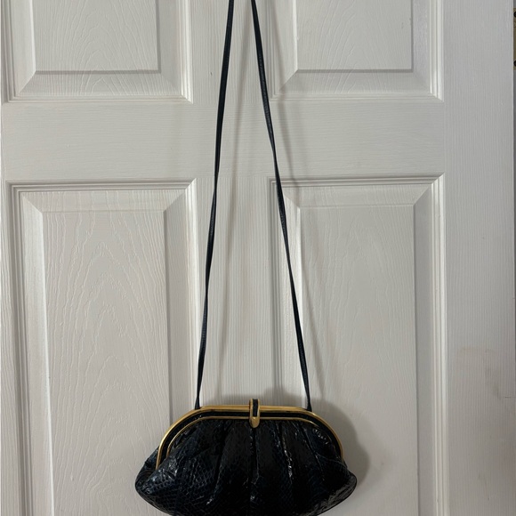 Chic Navy Blue Clutch with Gold Accents